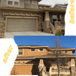 Dk Gold Body, Cream Trim, Dk Brown Accent paint colors on exterior house