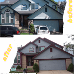 Grey_Blue Body, Maroon Trim paint colors on exterior house