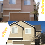 Lt Tan Body, White Trim, Med Brown Accent paint colors on exterior house
