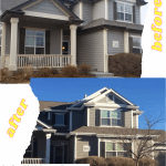 Med Grey Body, White Trim, Black Accent paint colors on exterior house